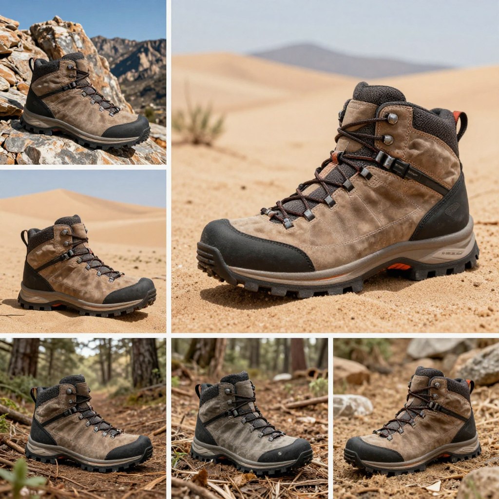 All-terrain hiking boots on diverse landscapes