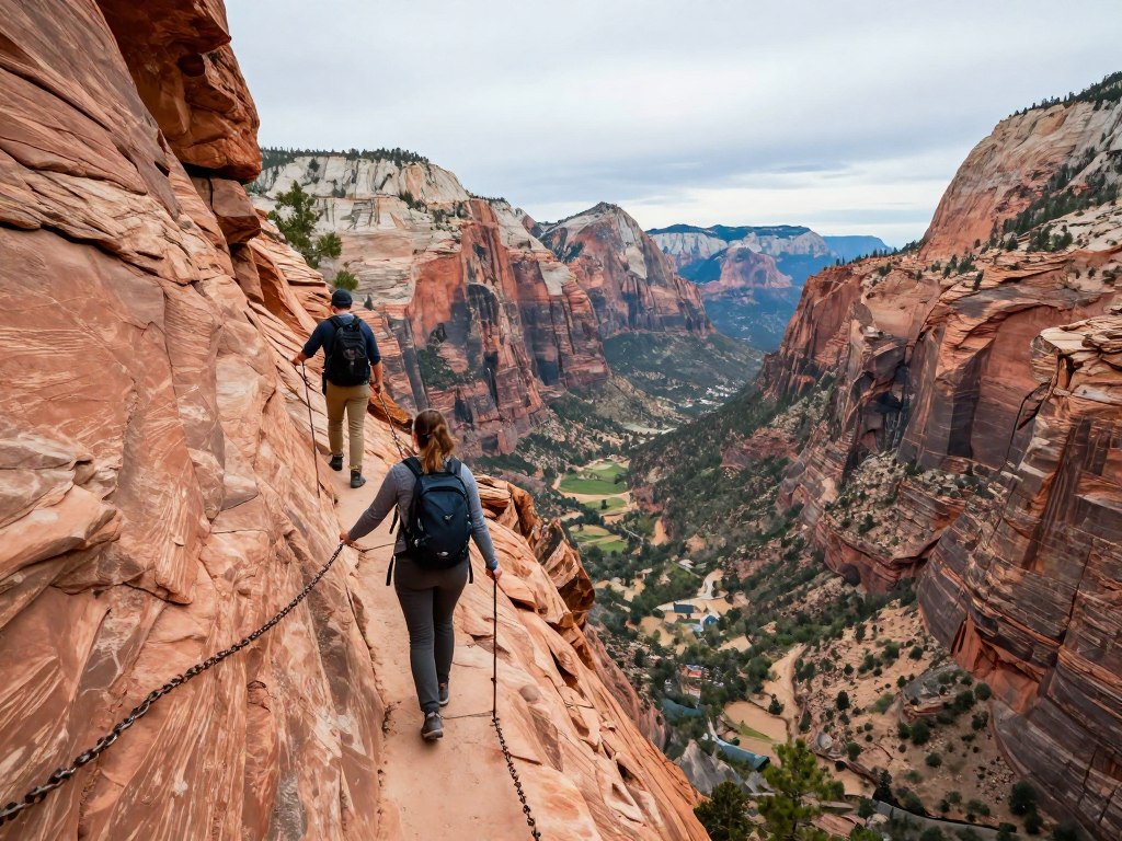 Angels Landing trail with chain section