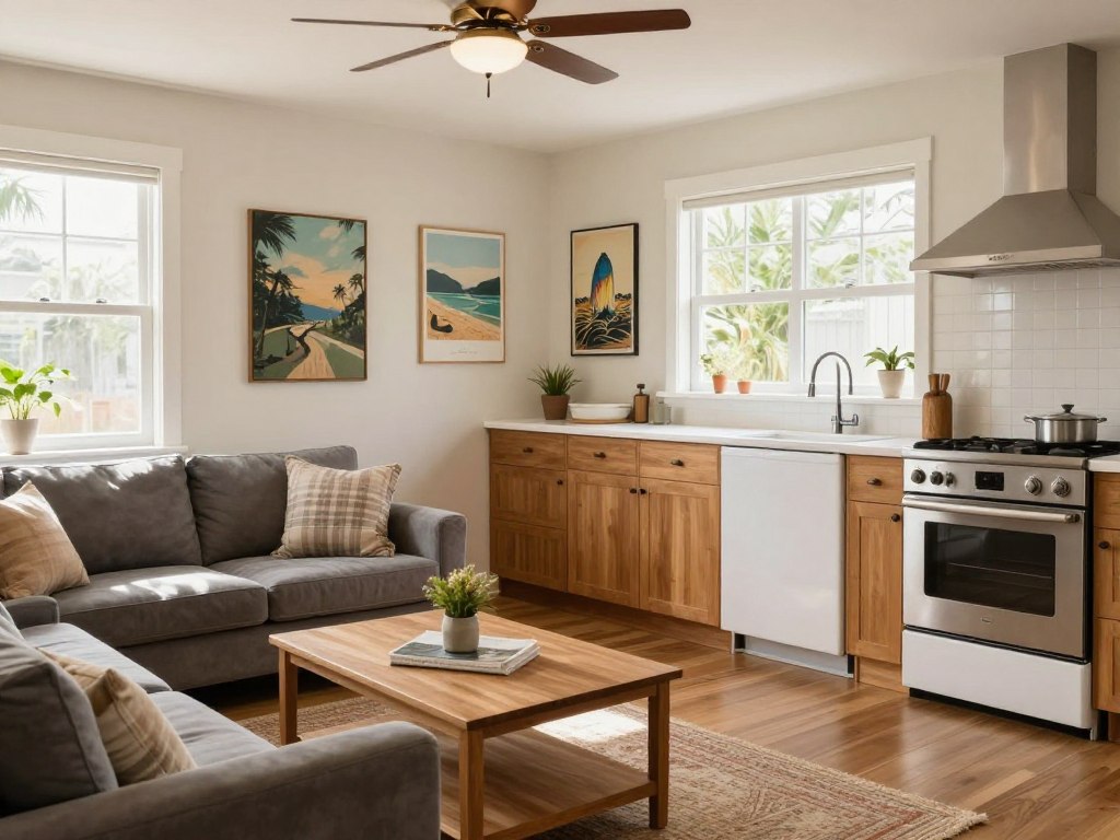 Cozy Airbnb vacation rental interior in America