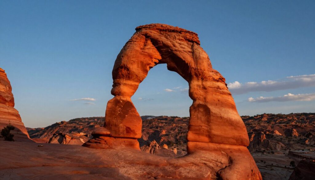 Delicate Arch at sunset in Arches National Park, one of America's 10 most stunning national parks
