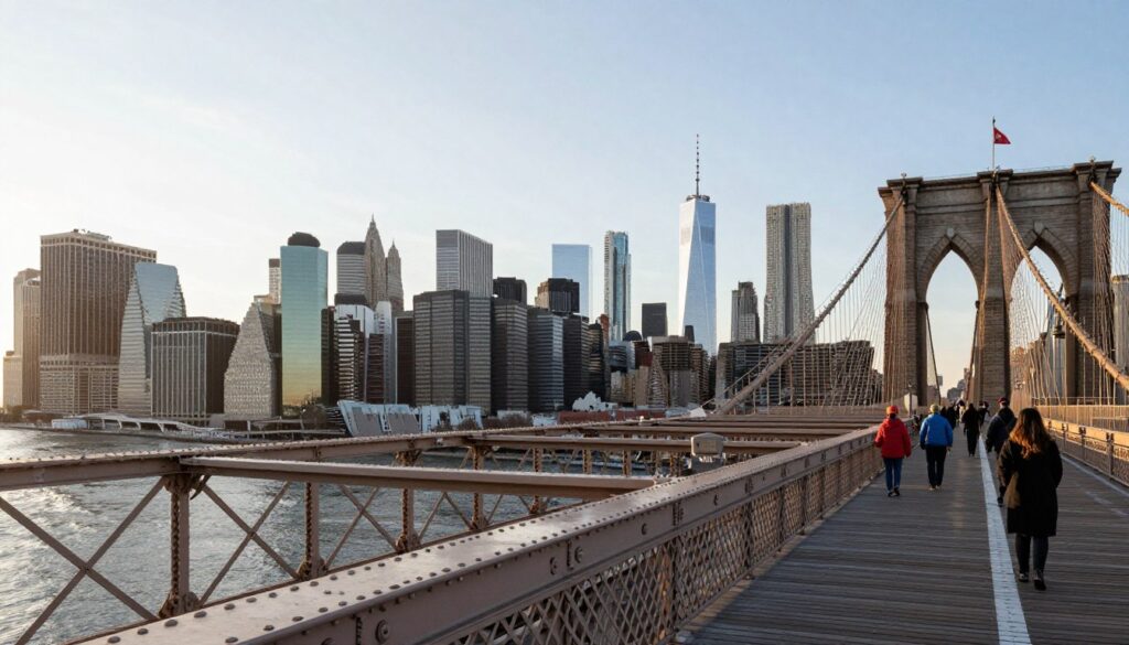 New York City iconic view from Brooklyn Bridge
