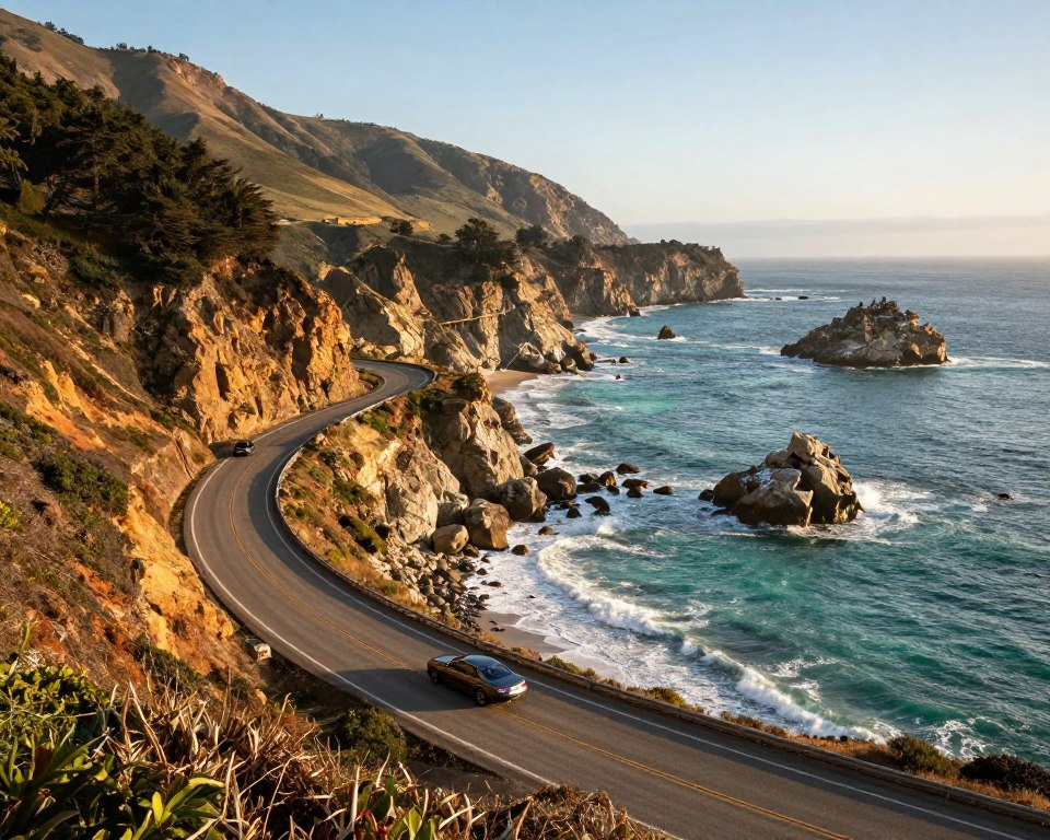 Pacific Coast Highway dramatic coastal views with ocean and cliffs