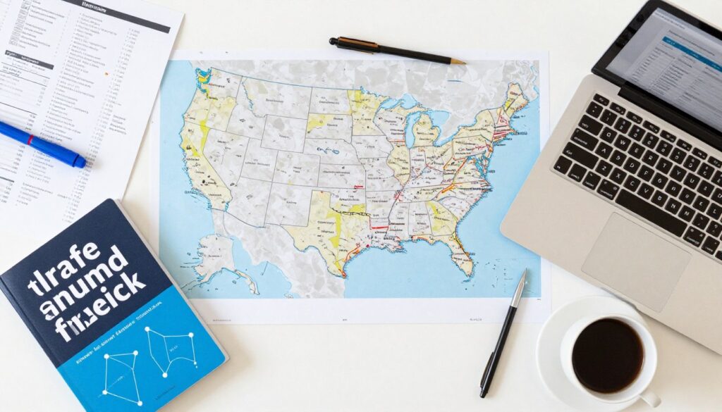 Travel planning with maps, itineraries, and USA guidebooks