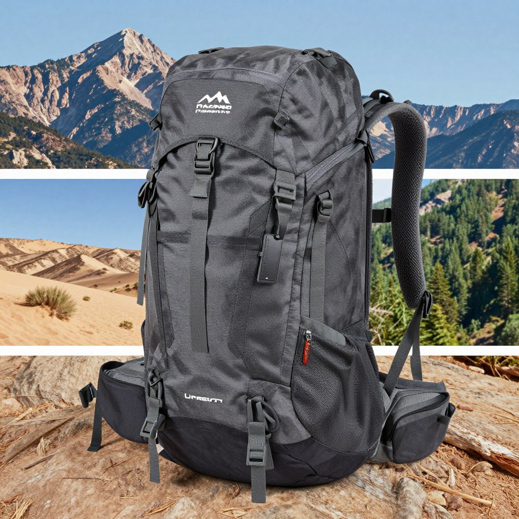 Versatile adjustable hiking backpack in multiple settings